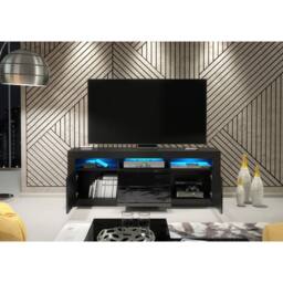 Mex Furniture LTD TV Unit Shine 160cm - Black with Gloss Doors & LED Lights - thumbnail 6