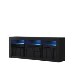 Mex Furniture LTD TV Unit Shine 160cm - Black with Gloss Doors & LED Lights - thumbnail 8