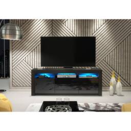 Mex Furniture LTD TV Unit Shine 160cm - Black with Gloss Doors & LED Lights - thumbnail 5