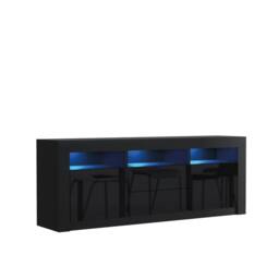 Mex Furniture LTD TV Unit Shine 160cm - Black with Gloss Doors & LED Lights - thumbnail 9