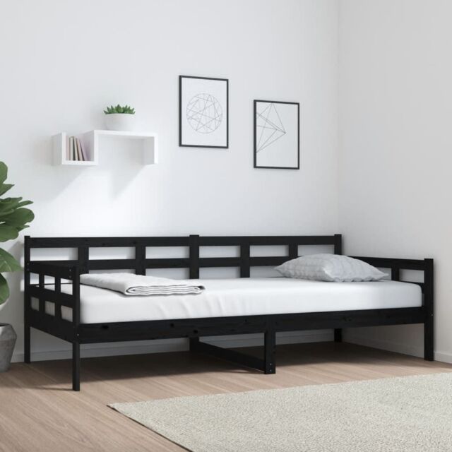 Berkfield Home Day Bed Black Solid Wood Pine 90x200 cm - image 1