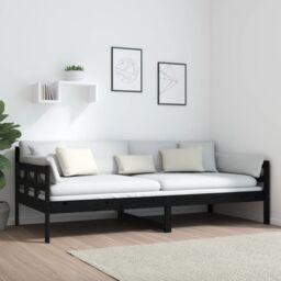 Berkfield Home Day Bed Black Solid Wood Pine 90x200 cm - thumbnail 4