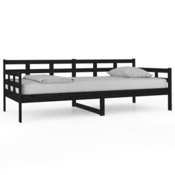 Berkfield Home Day Bed Black Solid Wood Pine 90x200 cm - thumbnail 2