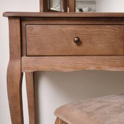 Melody Maison Dark Wood Dressing Table, Mirror & Stool Set - Ashwell Range in Dark Brown - thumbnail 6