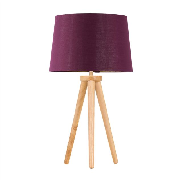 First Choice Lighting Voyage - Light Oak Table Lamp or Bedside Light with Burgundy Shade in Brown - image 1