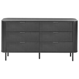 Wyld and Coco 6-Drawer Sideboard Black Laminated MDF with Iron Legs - thumbnail 5
