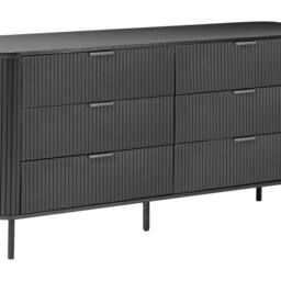 Wyld and Coco 6-Drawer Sideboard Black Laminated MDF with Iron Legs - thumbnail 2