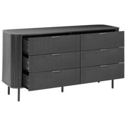 Wyld and Coco 6-Drawer Sideboard Black Laminated MDF with Iron Legs - thumbnail 4