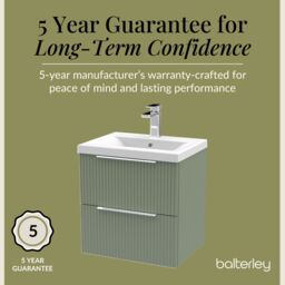 Balterley Fluted Wall Hung 2 Drawer Vanity Basin Unit & Basin 500mm, Satin Green - thumbnail 6