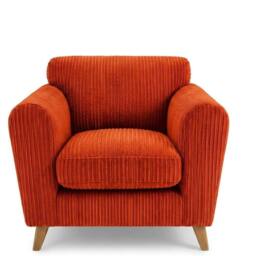 SOFASELECTION UK Harlow Jumbo Cord Cuddle Chair, Modern Tailored Wide Armchair Orange - Size: 1 Pack