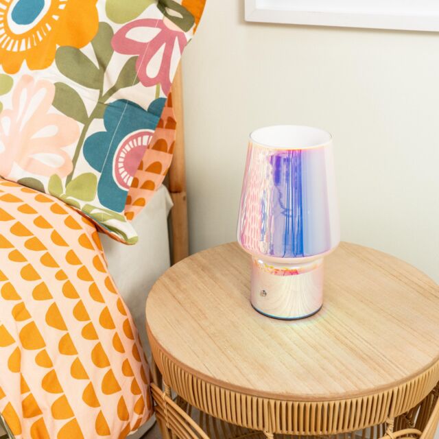 ValueLights Hanya Glass Rechargeable LED Portable Touch Table Lamp in Metallics - image 1