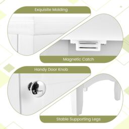 Costway 5-Tier Bathroom Tall Cabinet Slim Freestanding Storage Organizer Cupboard 2 Door in White - thumbnail 6
