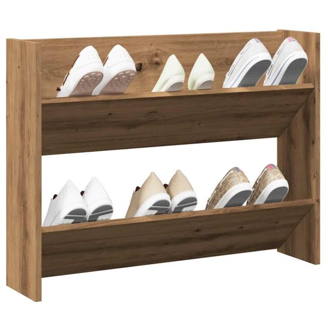 Berkfield Home Wall Shoe Cabinet Artisan Oak 80x18x60 cm Engineered Wood in Brown - Size: 80 x 18 x 60 cm - image 1