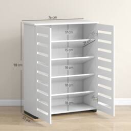 HOMCOM Shoe Storage Cabinet with Slatted Doors for 15 Pairs of Shoes White - thumbnail 3