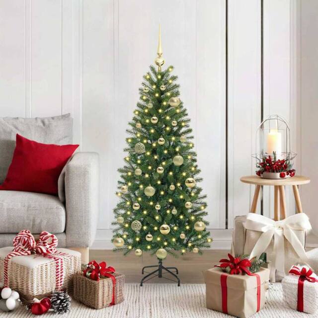 Berkfield Home Artificial Christmas Tree with 150 LEDs Green 120 cm PE & PVC - image 1