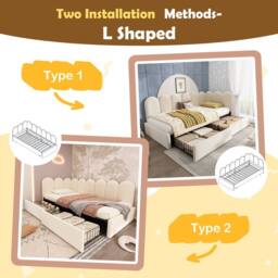 BTM Velvet Daybed with Storage Drawer, for Kids & Adults in Beige - thumbnail 3