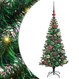 Berkfield Home Artificial Pre-lit Christmas Tree Green 120 cm PVC & Metal - thumbnail 2