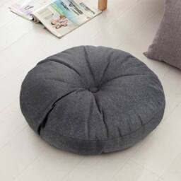 KORVIXA 40cm Round Floor Cushion Seat Linen Pillow in Grey - Size: 120 cm x 135 cm - thumbnail 3