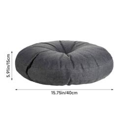 KORVIXA 40cm Round Floor Cushion Seat Linen Pillow in Grey - Size: 120 cm x 135 cm - thumbnail 2