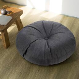 KORVIXA 40cm Round Floor Cushion Seat Linen Pillow in Grey - Size: 120 cm x 135 cm - thumbnail 5