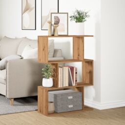 Berkfield Home Room Divider Bookcase 3-Tier Artisan Oak 70x24x97 cm Engineered Wood in Brown - Size: 70 x 24 x 97 cm - thumbnail 4