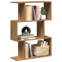 Berkfield Home Room Divider Bookcase 3-Tier Artisan Oak 70x24x97 cm Engineered Wood in Brown - Size: 70 x 24 x 97 cm - thumbnail 1