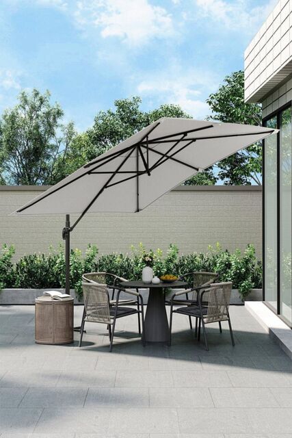 Garden Sanctuary Garden 3m x 3m Square Large Cantilever Parasol in Light Grey - image 1