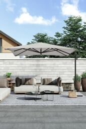 Garden Sanctuary Garden 3m x 3m Square Large Cantilever Parasol in Light Grey - thumbnail 2