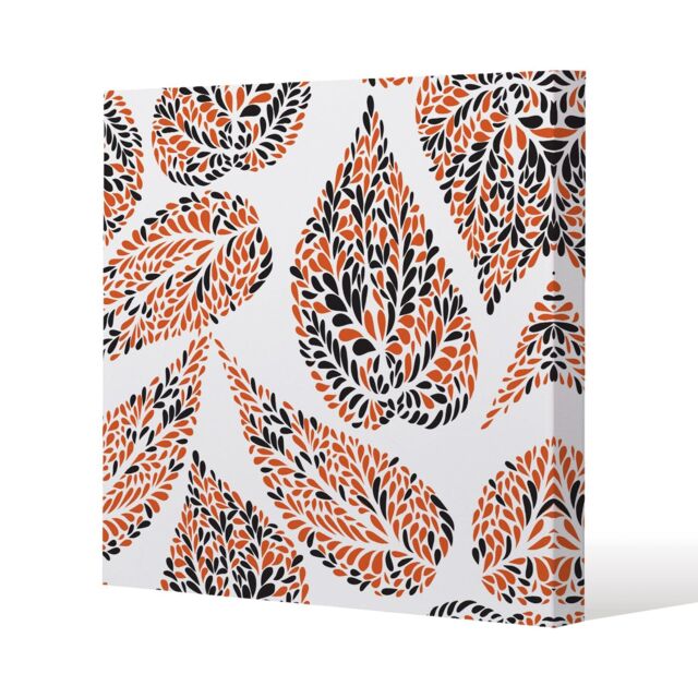 Benjamin Tate Design Leaf Droplets (Canvas Print) / 90 x 90 x 4cm in Natural - Size: 90 x 90 x 4 cm - image 1