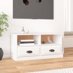 Berkfield Home TV Cabinet White 93x35.5x45 cm Engineered Wood - thumbnail 1