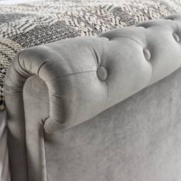 Aspire Mayfair Chesterfield Sleigh Ottoman Velvet Bed Frame in Grey - Size: Single - thumbnail 4