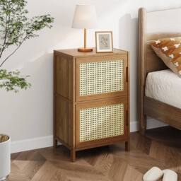 KORVIXA Bamboo Wood Bedside Table Cabinet Nightstand for Bedroom Sofa Side in Brown - Size: 100 cm x 100 cm - thumbnail 4