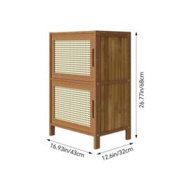 KORVIXA Bamboo Wood Bedside Table Cabinet Nightstand for Bedroom Sofa Side in Brown - Size: 100 cm x 100 cm - thumbnail 2