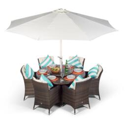 Thats Furniture Savannah Round 6 Seater Rattan Patio Dining Set in Brown - thumbnail 2