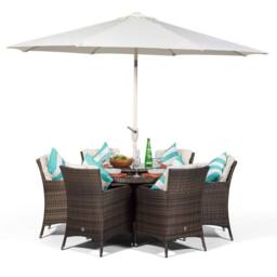Thats Furniture Savannah Round 6 Seater Rattan Patio Dining Set in Brown - thumbnail 4