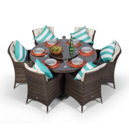 Thats Furniture Savannah Round 6 Seater Rattan Patio Dining Set in Brown - thumbnail 6