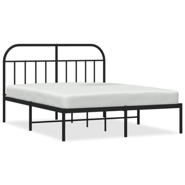 Berkfield Home Metal Bed Frame with Headboard Black 140x190 cm - image 1
