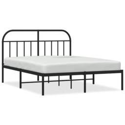 Berkfield Home Metal Bed Frame with Headboard Black 140x190 cm - thumbnail 1