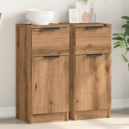 Berkfield Home Sideboards 2 pcs Artisan Oak 30x30x70 cm Engineered Wood in Brown - Size: 30 x 30 x 70 cm - thumbnail 2