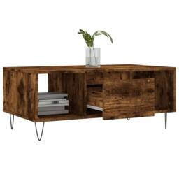 Berkfield Home Modern Coffee Table Smoked Oak 90x50x36.5 cm Engineered Wood in Brown - thumbnail 4