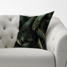 Warren Reed - Designer Green & Gold Leaves Cushions - Size: 60 cm x 60 cm - thumbnail 2