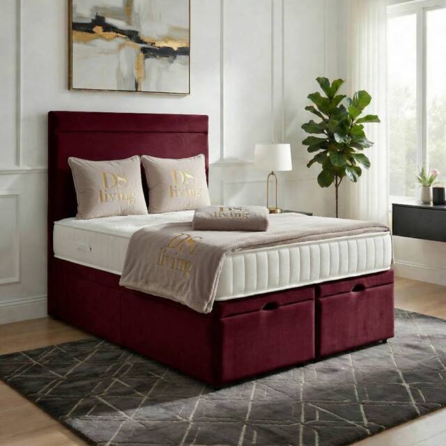 DS Living Majesty Maroon Ottoman Bed - Size: Super King - image 1
