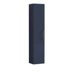 Balterley Bramshall 1 Soft Close Door Tall Storage Unit, Brushed Brass, 300mm in Blue - thumbnail 1