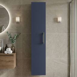 Balterley Bramshall 1 Soft Close Door Tall Storage Unit, Brushed Brass, 300mm in Blue - thumbnail 2