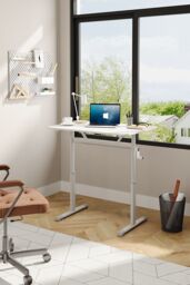 Living and Home Manual Height-Adjustable Standing Office Desk, 80 x 60cm in White - Size: 80 x 60 cm - thumbnail 2