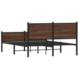 Berkfield Home Metal Bed Frame without Mattress Brown Oak 140x200 cm - thumbnail 7