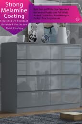 FWStyle Stora Gloss 8 Drawer Modern Chest Of Drawers Extra Deep Storage Space in Grey - thumbnail 2