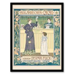 Artery8 Johann Georg van Caspel Framed Wall Art Hollandischer Cacao Advert in Yellow - Size: A4 - thumbnail 1
