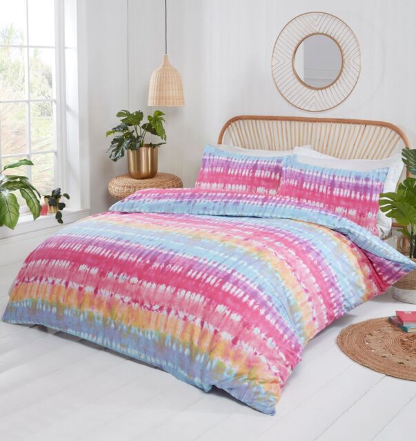 Rapport Home Tie Dye Polycotton Duvet Cover Set With Pillowcase in Pink - Size: King - image 1