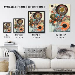 "Artery8 Abstract Mandala Patterns Floral Watercolour Framed Art Print - Size: W12"" x H16""" - thumbnail 3
